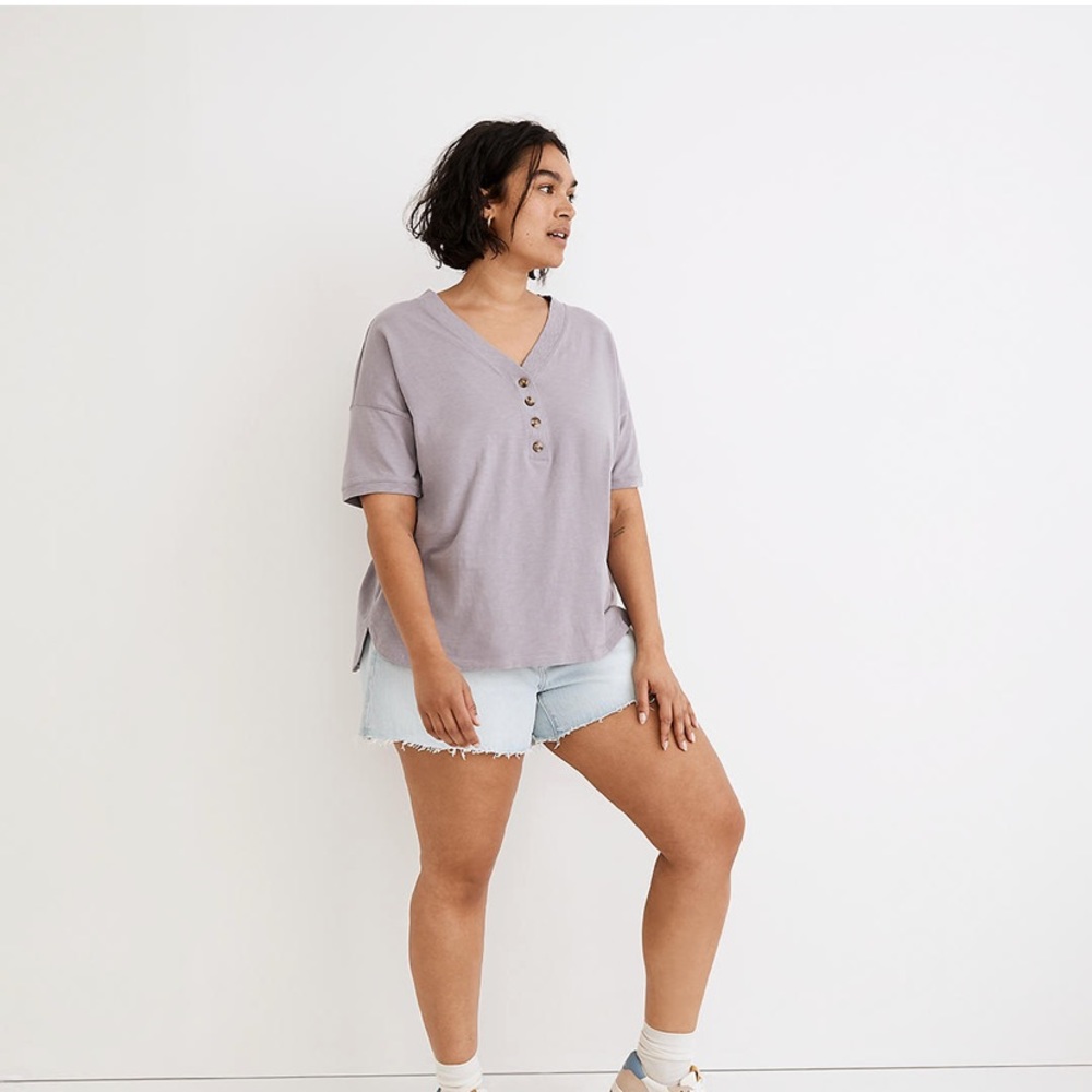 Madewell Relaxed Henley Shirt Lavender